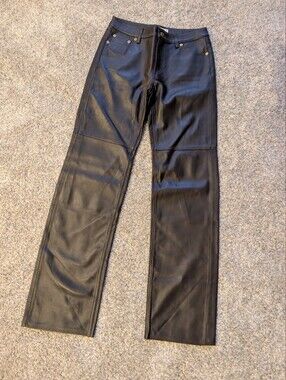 NWT Michael Kors 100% Lamb Leather Straight Leg Pants Chocolate Brown Sz 0